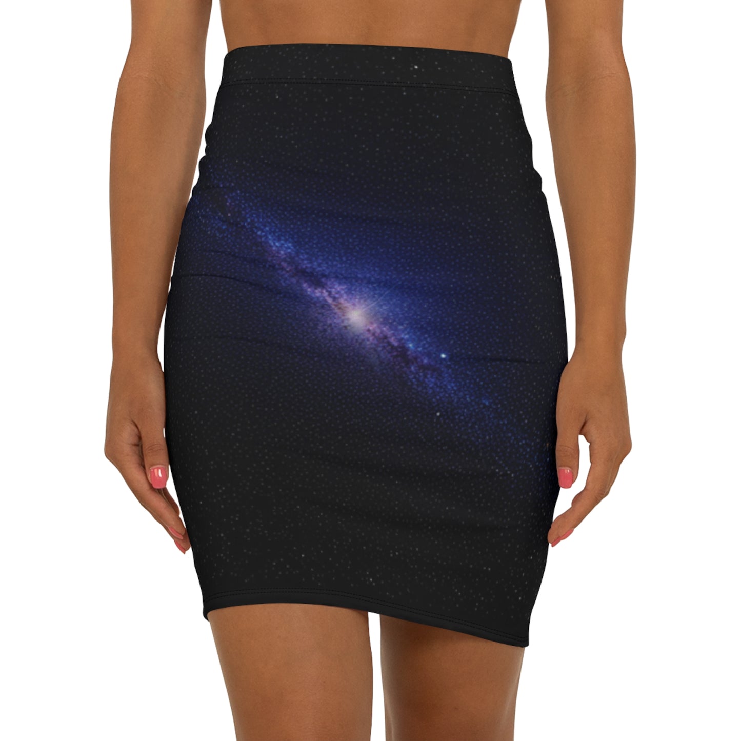 Galaxy Print Women's Mid-Waist Pencil Skirt - Stylish & Cosmic Fashion