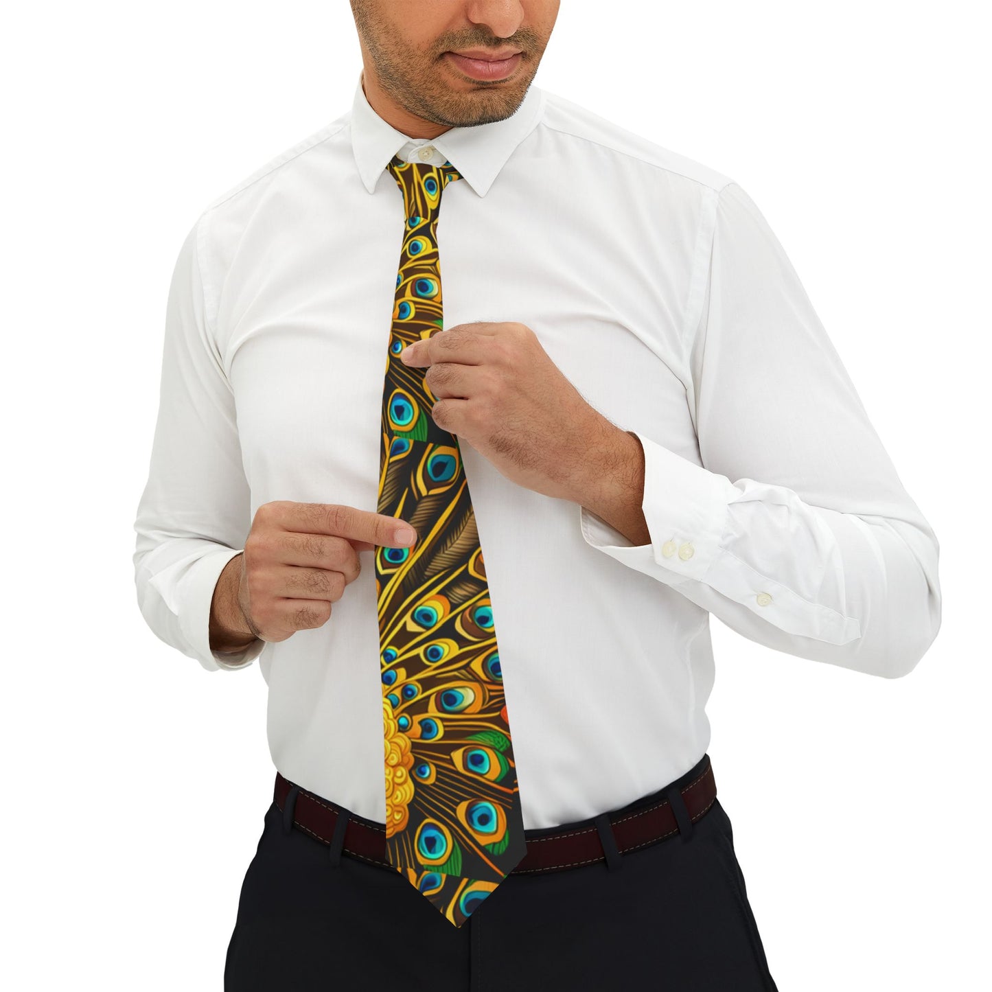 Elegant Peacock Feather Necktie for Formal Occasions