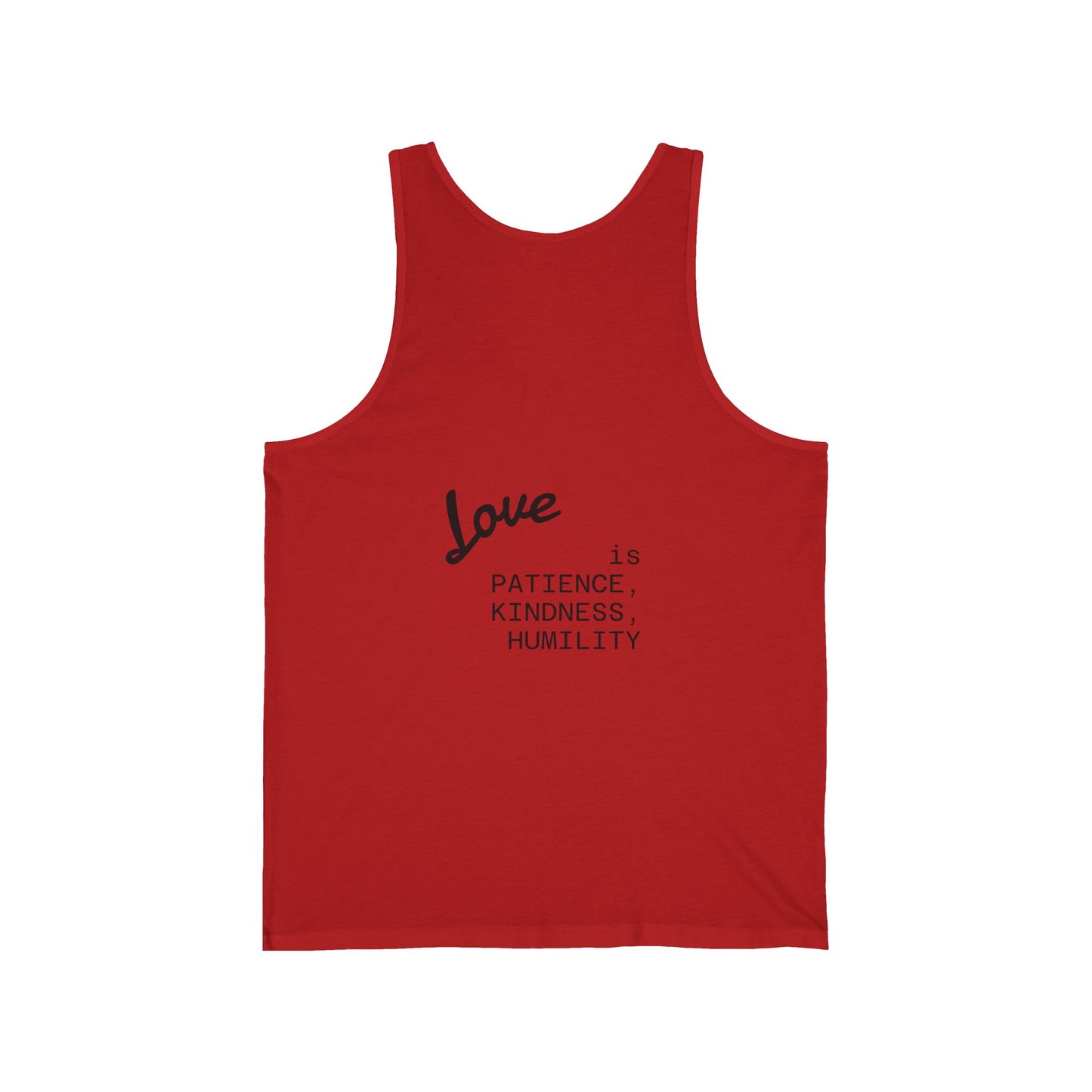 Heartfelt Love Unisex Jersey Tank, Casual Summer Top, Gift for Her, Workout Wear, Inspirational Tee, Heart Design Shirt