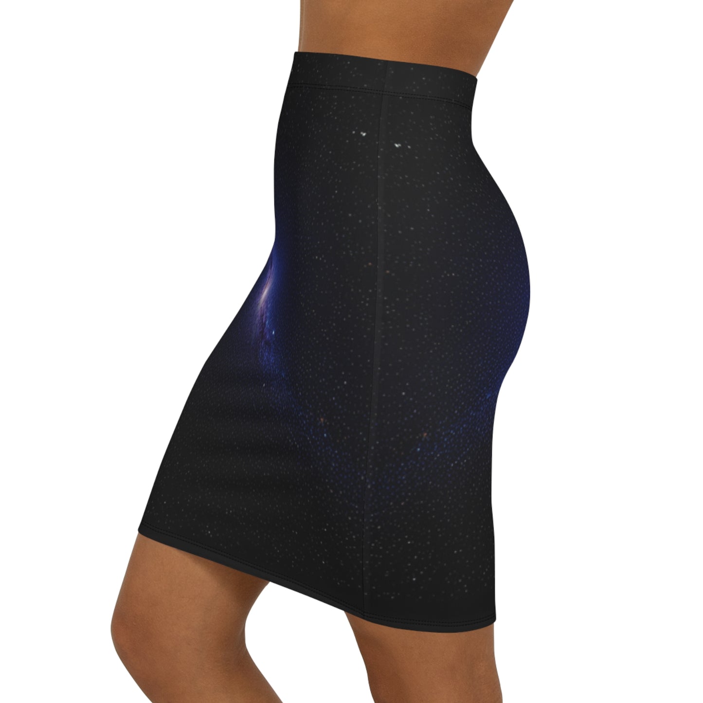 Galaxy Print Women's Mid-Waist Pencil Skirt - Stylish & Cosmic Fashion
