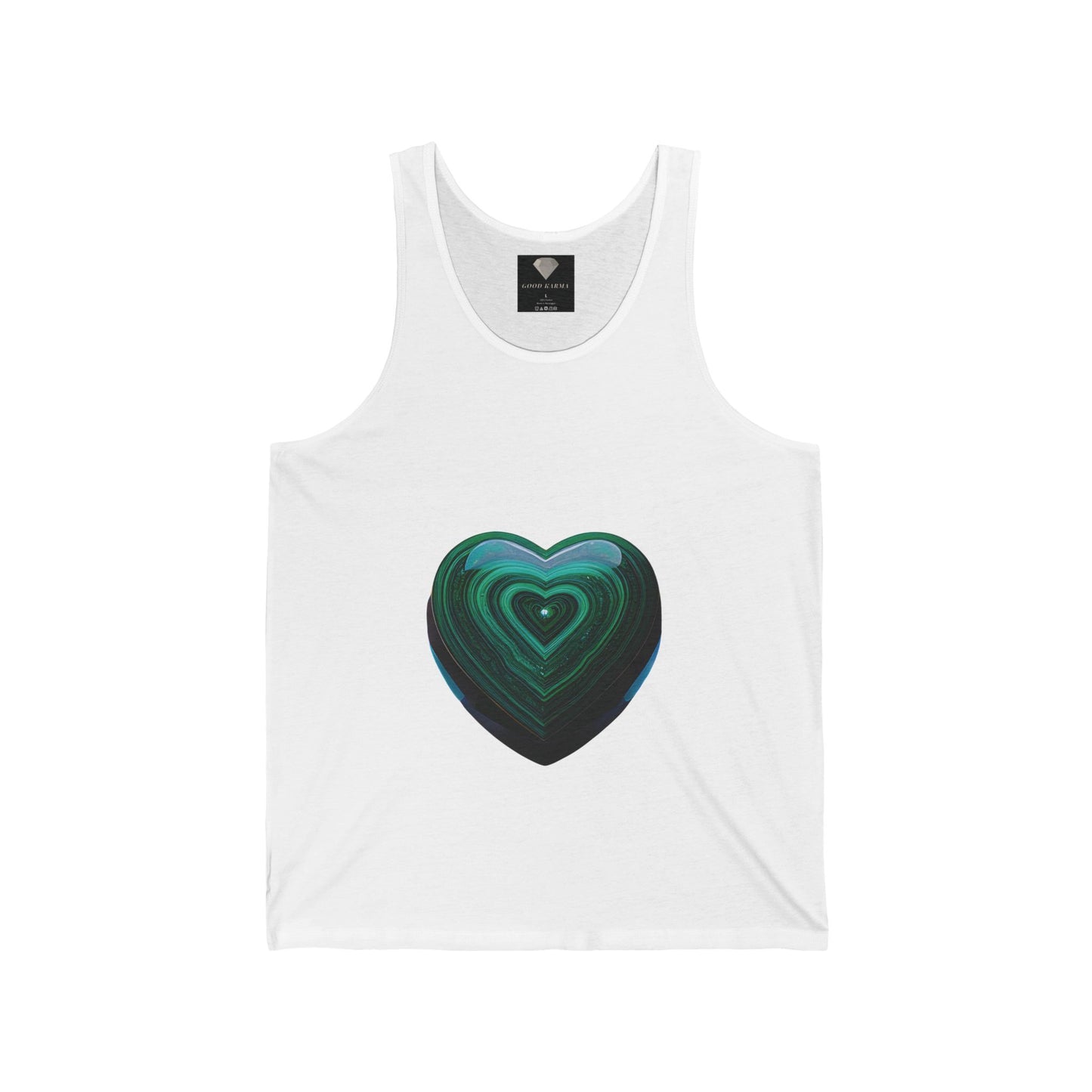 Heartfelt Love Unisex Jersey Tank, Casual Summer Top, Gift for Her, Workout Wear, Inspirational Tee, Heart Design Shirt