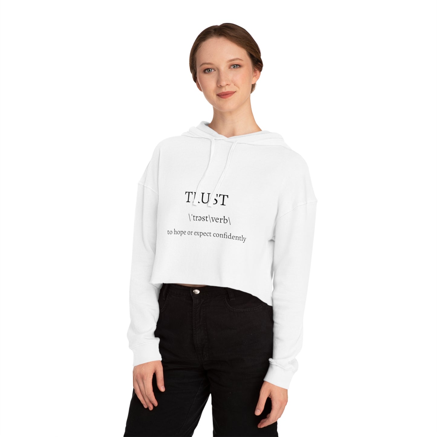 Women's Cropped Hooded Sweatshirt - Trust in the Lord Proverbs 3:5 Apparel