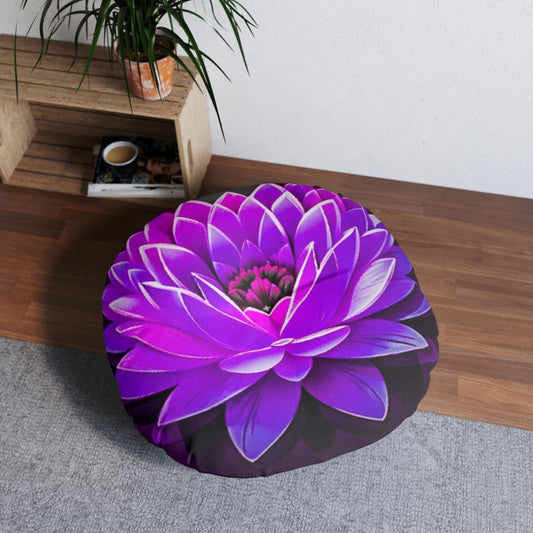 Vibrant Lotus Tufted Floor Pillow - Round Meditation Seat