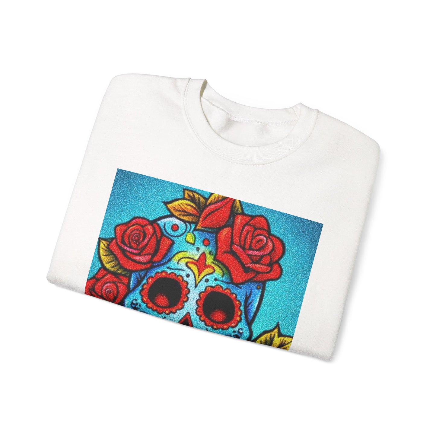 Day of the Dead Skull Sweatshirt - Unisex Heavy Blend Crewneck with Floral Design