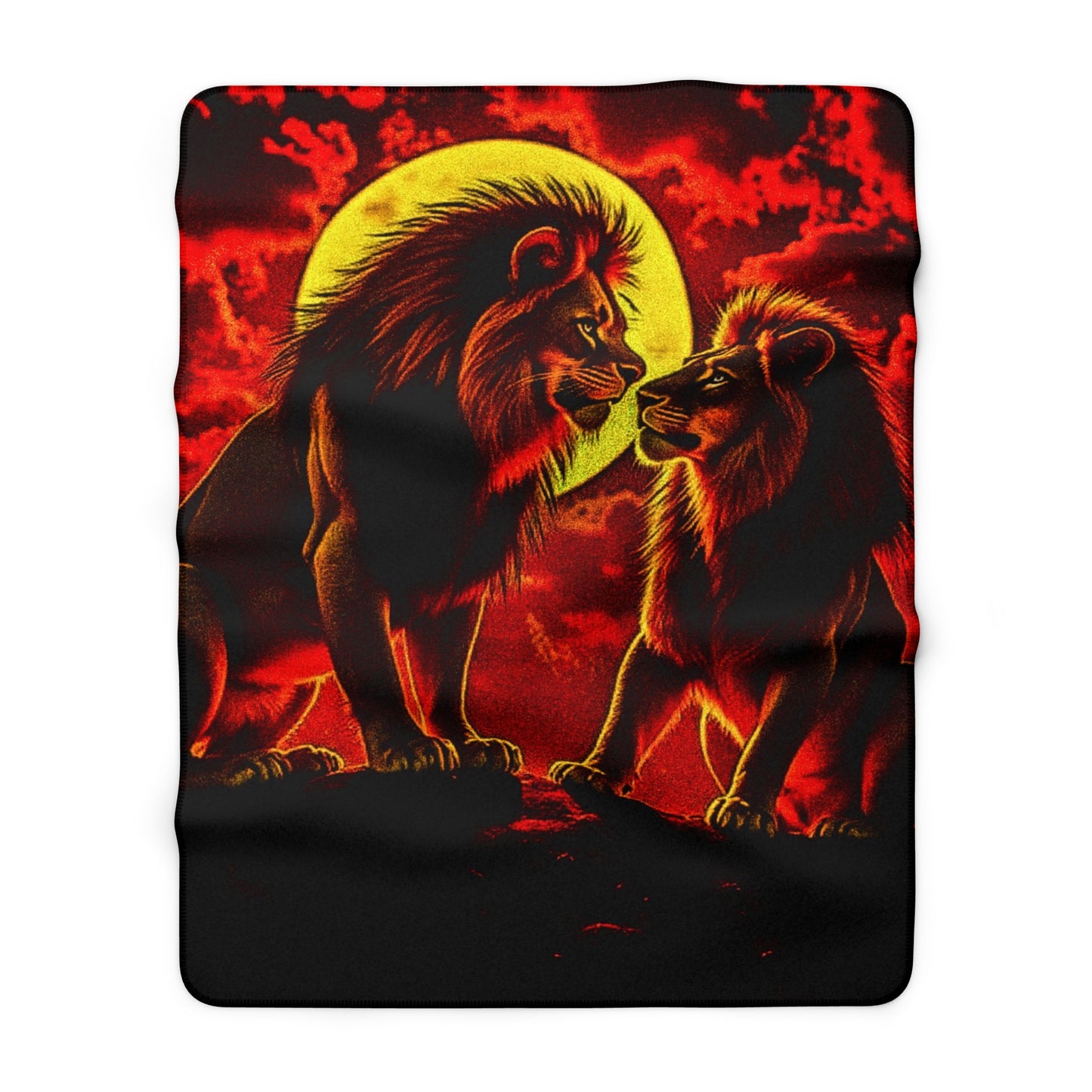 Lion Couple Sherpa Fleece Blanket — Romantic Sunset Pride Throw
