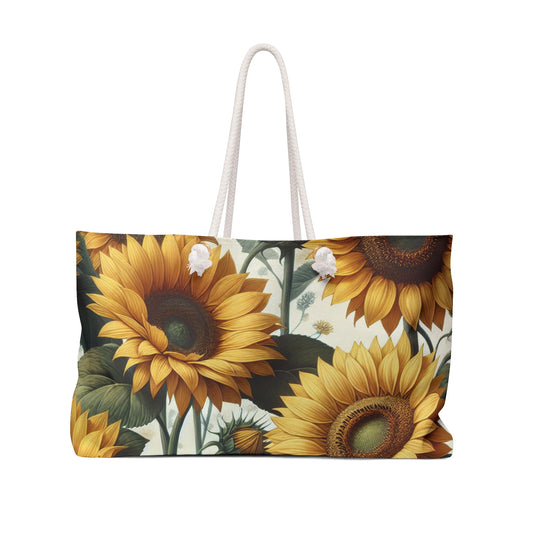 Sunflower Weekender Bag - Tote for Travel, Beach, Gym, Picnic, Gifts, Floral Design, Summer Vibes