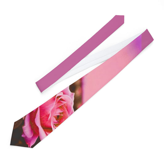 Floral Pink Necktie - Elegant Rose Design for Special Occasions