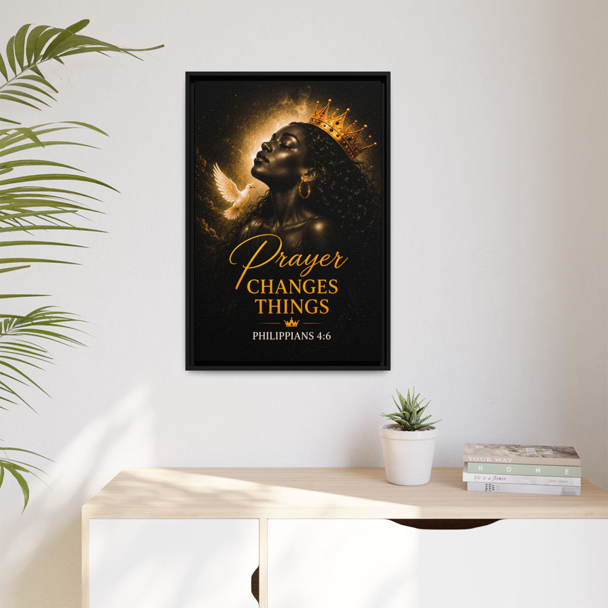 Prayer Changes Things Canvas Wall Art — Philippians 4:6 Framed Matte Print