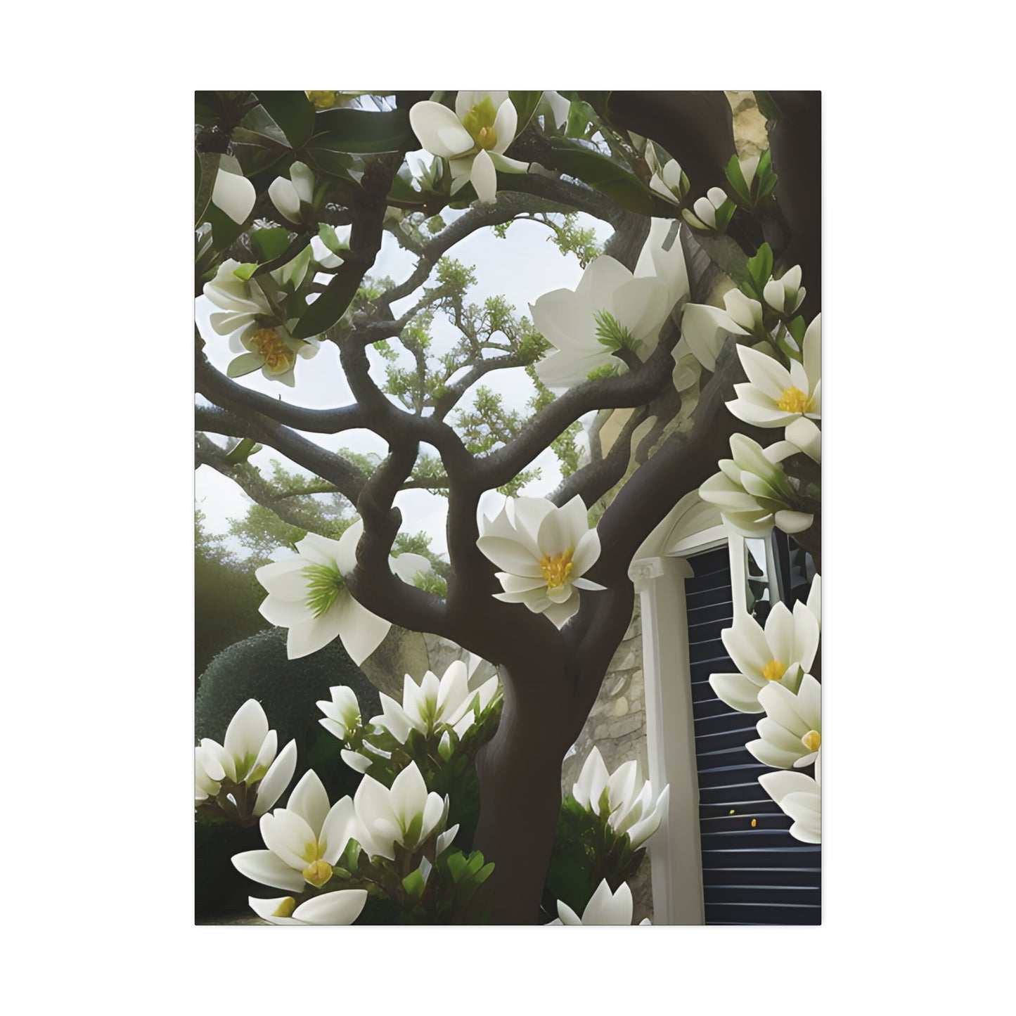 Floral Canvas Art Print - 1.5' Stretched Wall Decor with Magnolia Design
