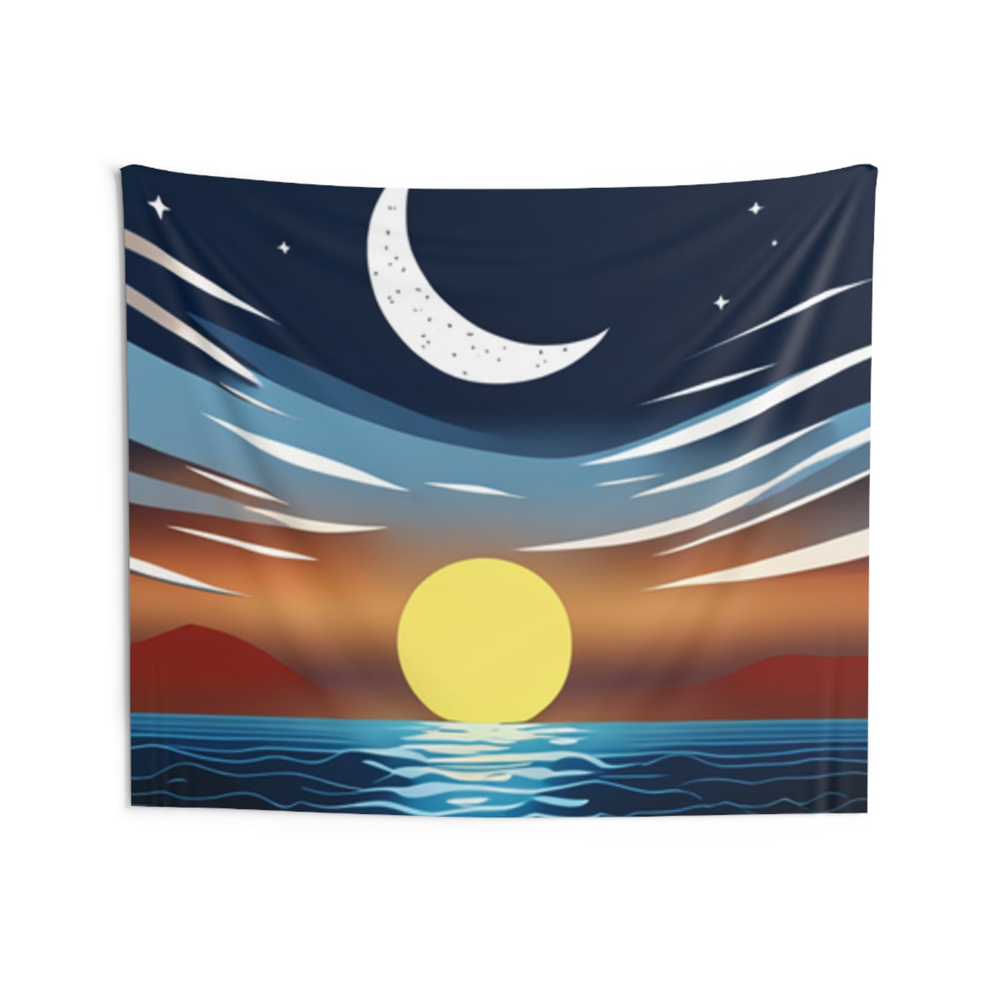 Sunset and Moon Indoor Wall Tapestry - Bohemian Home Decor