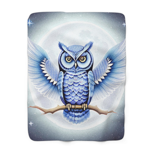 Owl Dreamer Sherpa Fleece Blanket - Cozy Decorative Throw for Home Decor