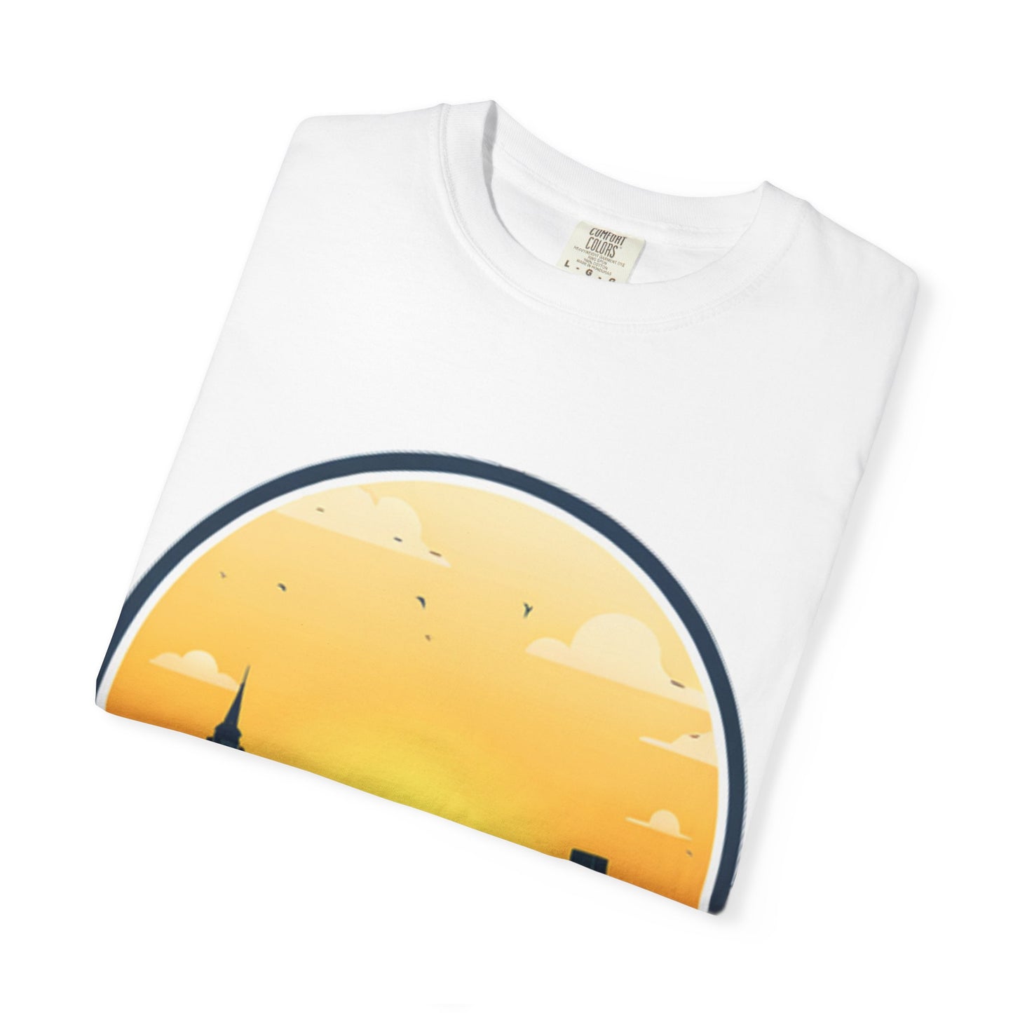 Sunset Cityscape Unisex T-Shirt - Inspirational Matthew 5:14 Design