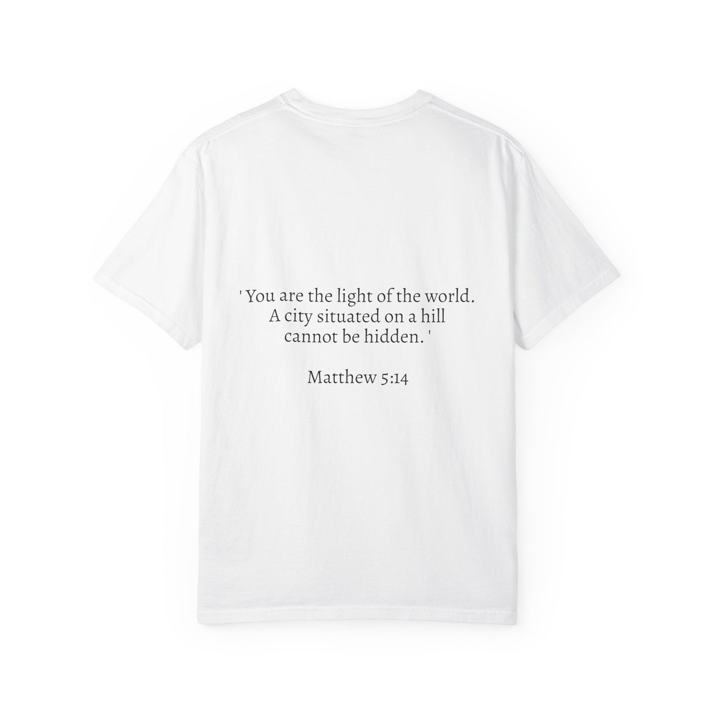 Sunset Cityscape Unisex T-Shirt - Inspirational Matthew 5:14 Design