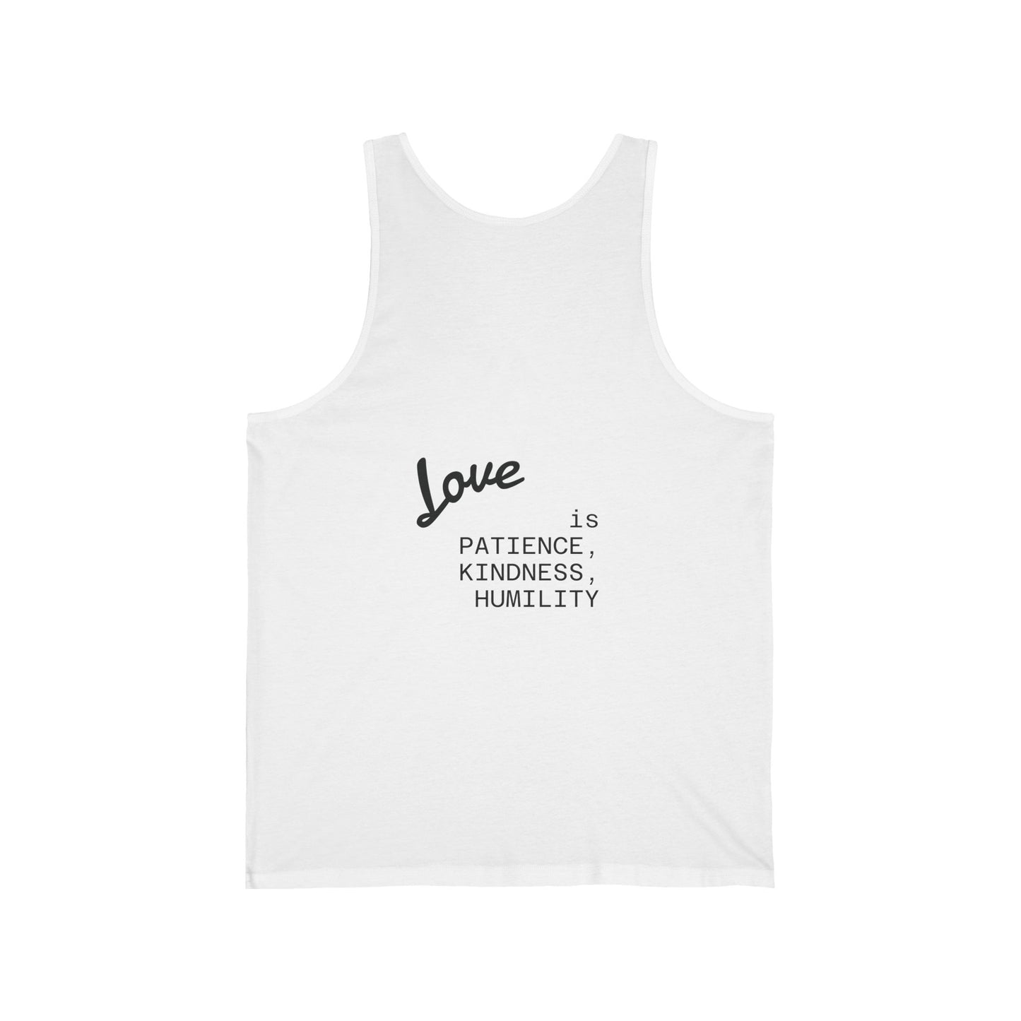 Heartfelt Love Unisex Jersey Tank, Casual Summer Top, Gift for Her, Workout Wear, Inspirational Tee, Heart Design Shirt