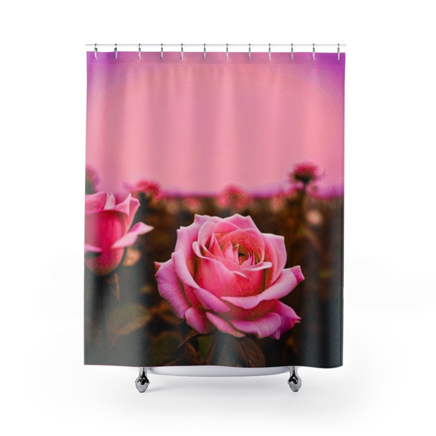 Elegant Pink Rose Shower Curtain – Floral Bathroom Décor