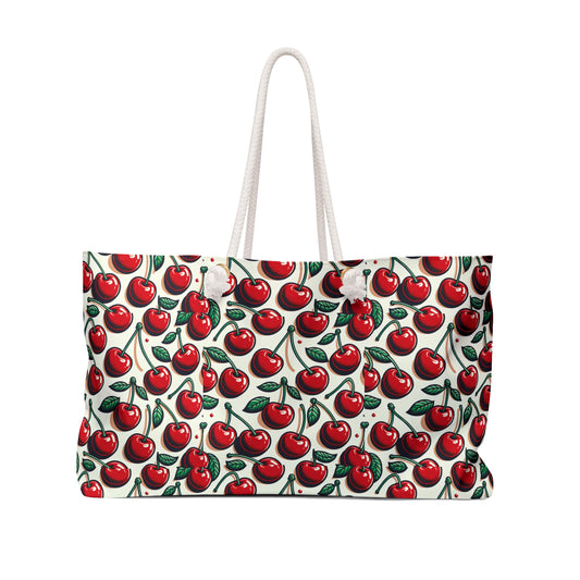Cherry Print Weekender Bag - Stylish Travel Tote for Beach & Weekend Getaways