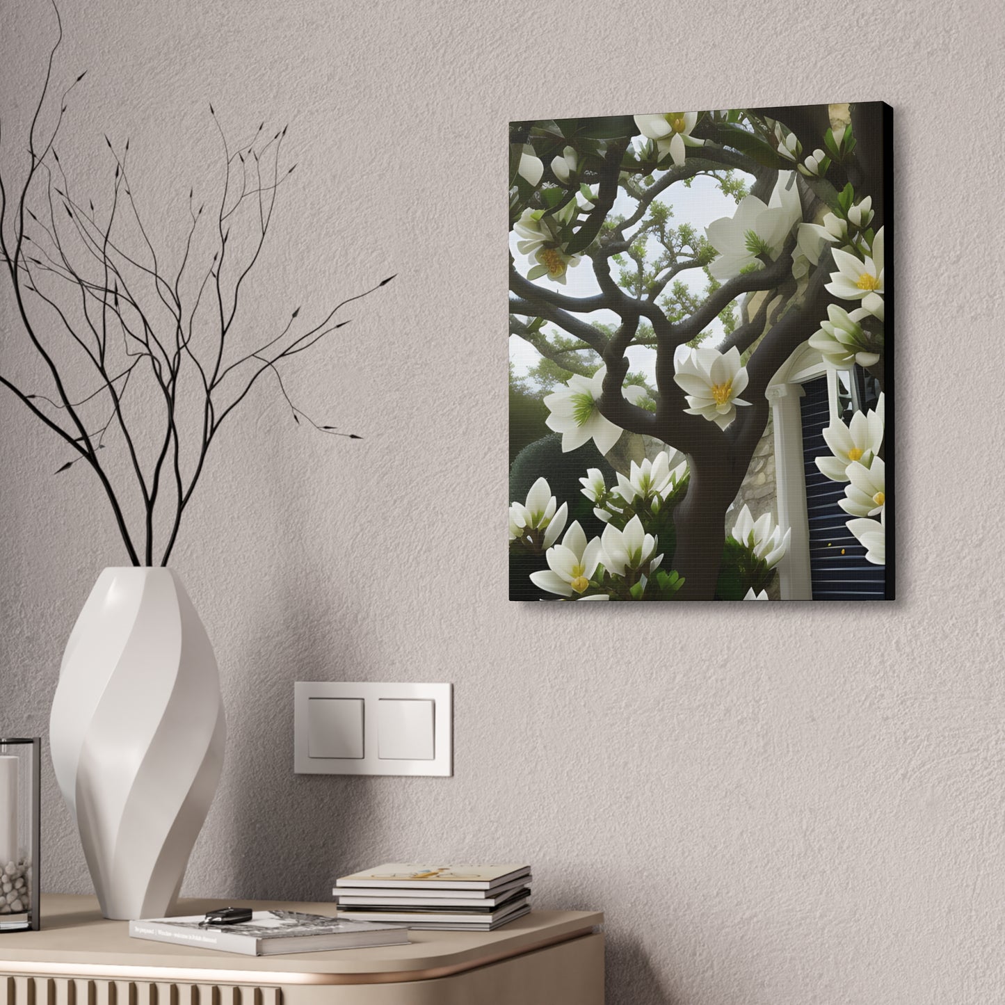 Floral Canvas Art Print - 1.5' Stretched Wall Decor with Magnolia Design