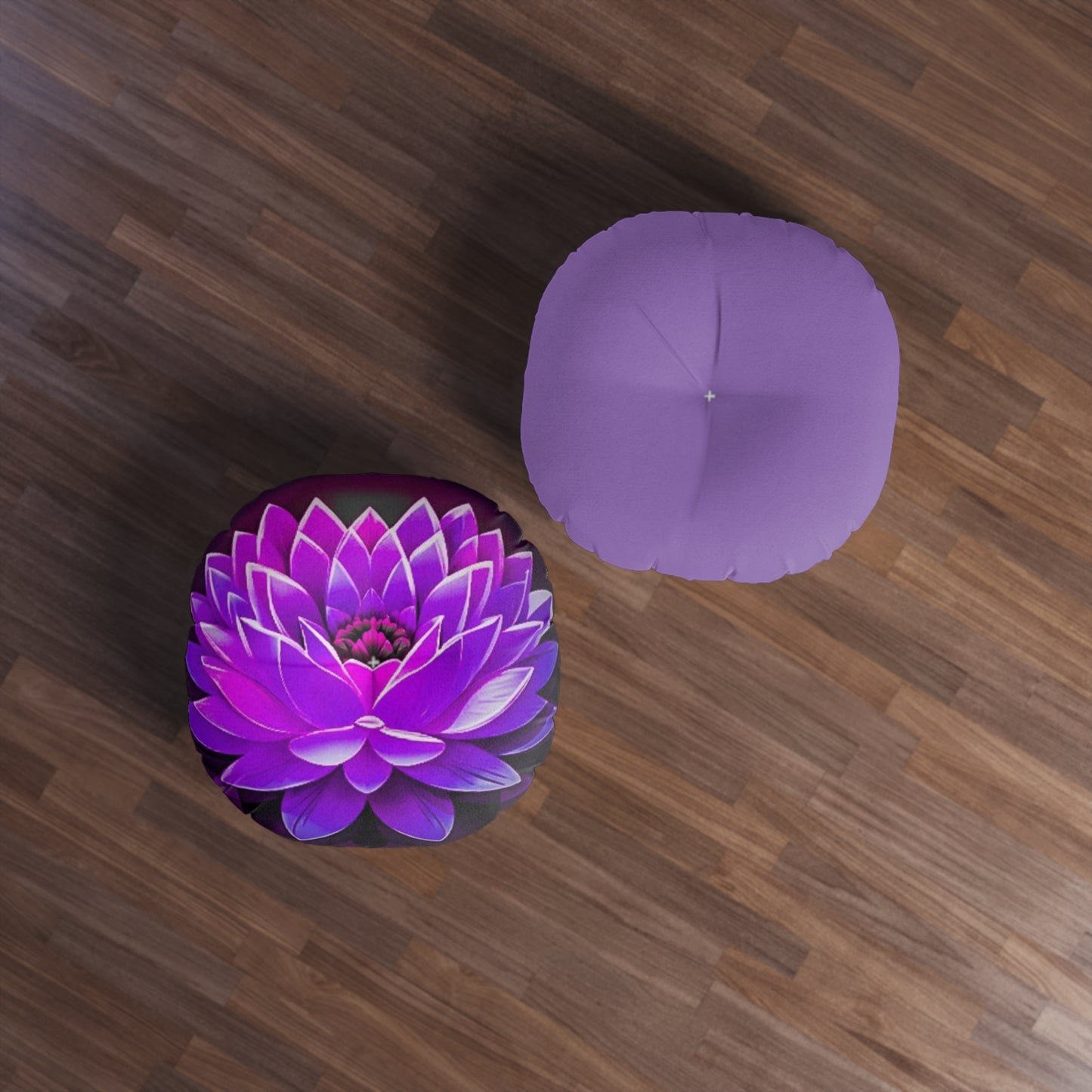 Vibrant Lotus Tufted Floor Pillow - Round Meditation Seat