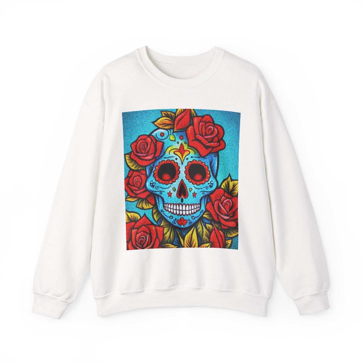 Day of the Dead Skull Sweatshirt - Unisex Heavy Blend Crewneck with Floral Design