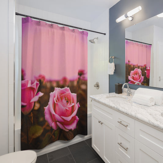 Elegant Pink Rose Shower Curtain – Floral Bathroom Décor