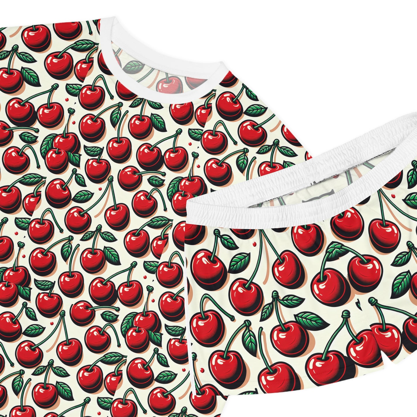 Cherry Print Women's Short Pajama Set - Cute & Comfy Sleepwear
