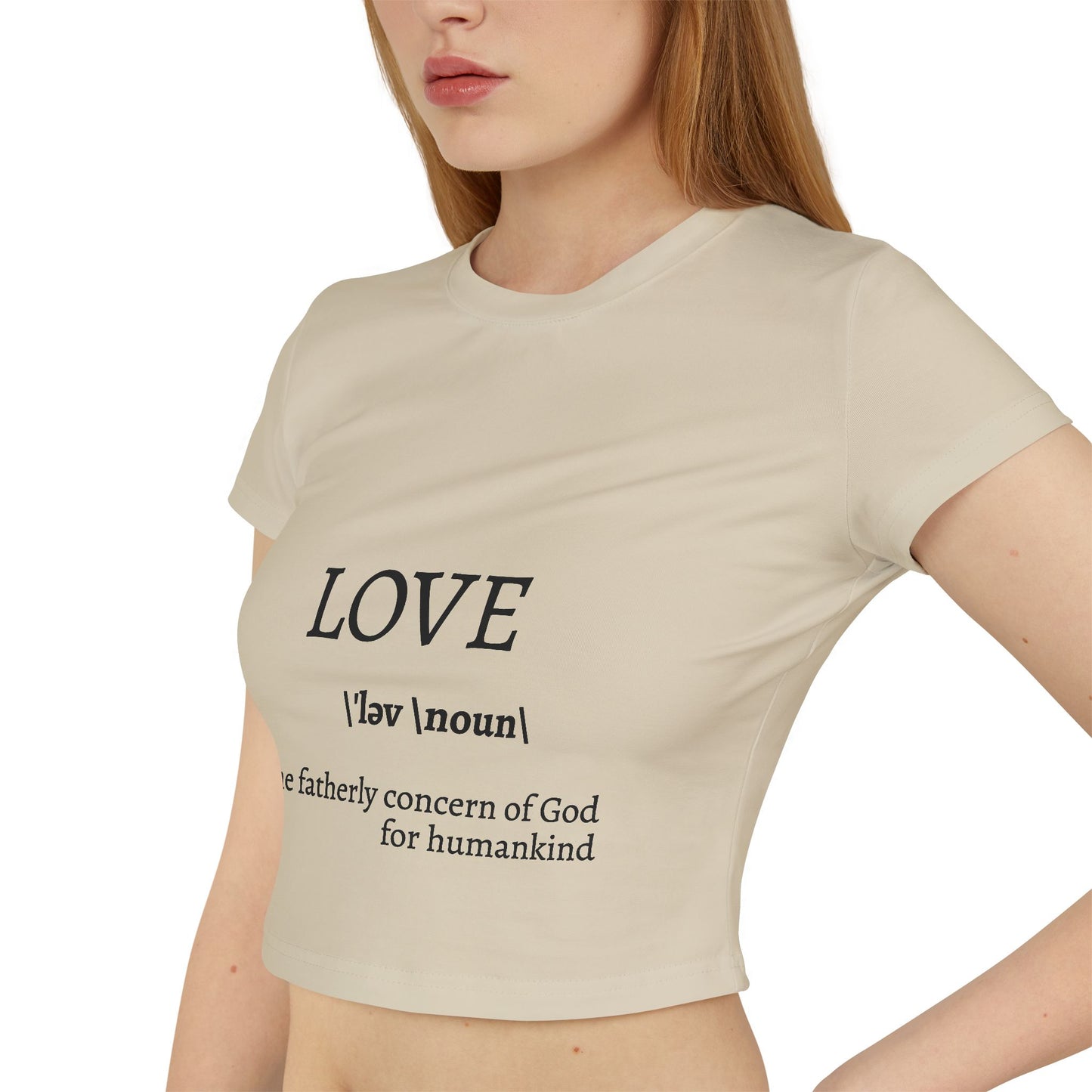 Women's Baby Tee - Love Definition Graphic Shirt | Inspirational Christian Quote
