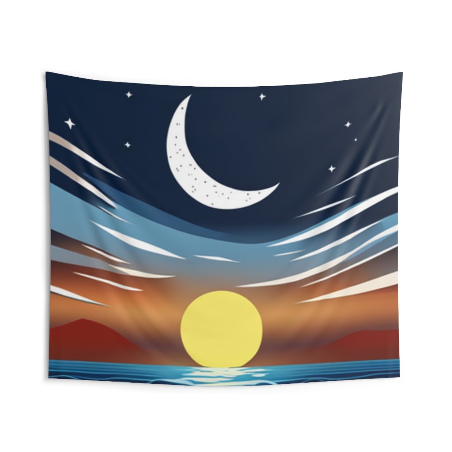 Sunset and Moon Indoor Wall Tapestry - Bohemian Home Decor