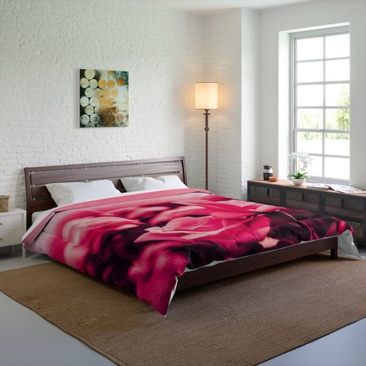 Romantic Pink Rose Comforter - Cozy Floral Bedroom Decor