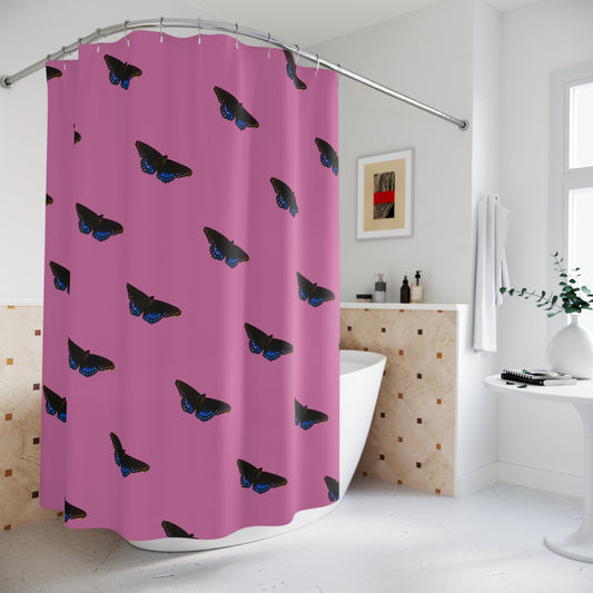 Colorful Butterfly Shower Curtain - Vibrant Pink Bathroom Décor