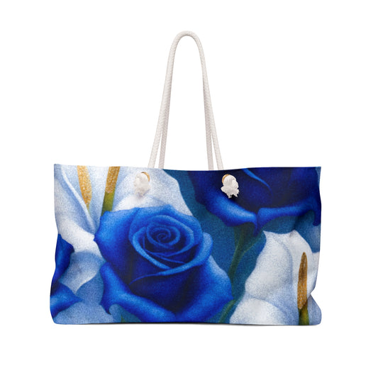 MOTHERS DAY \ Elegant Blue Rose Weekender Bag – Perfect for Travel and Getaways