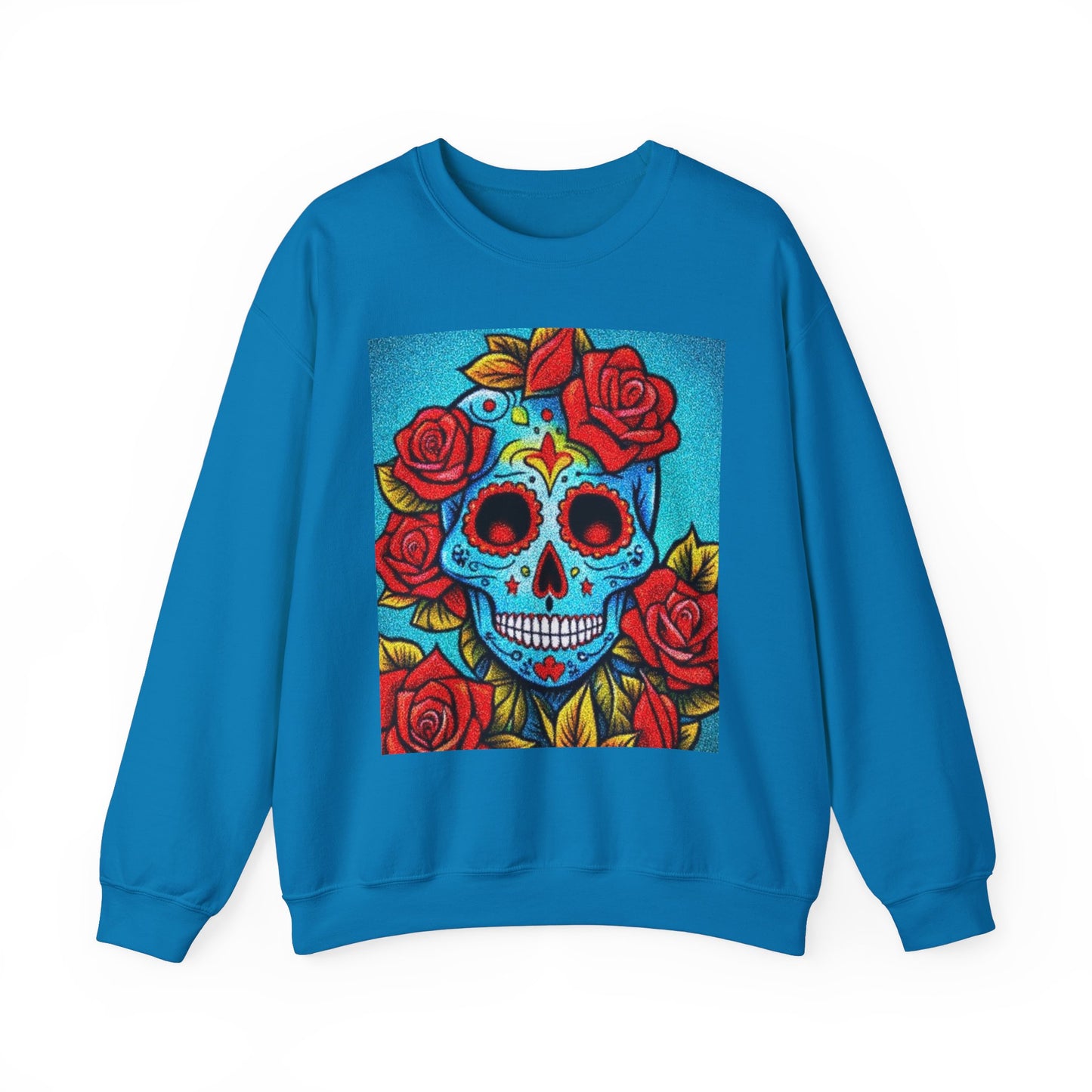Day of the Dead Skull Sweatshirt - Unisex Heavy Blend Crewneck with Floral Design