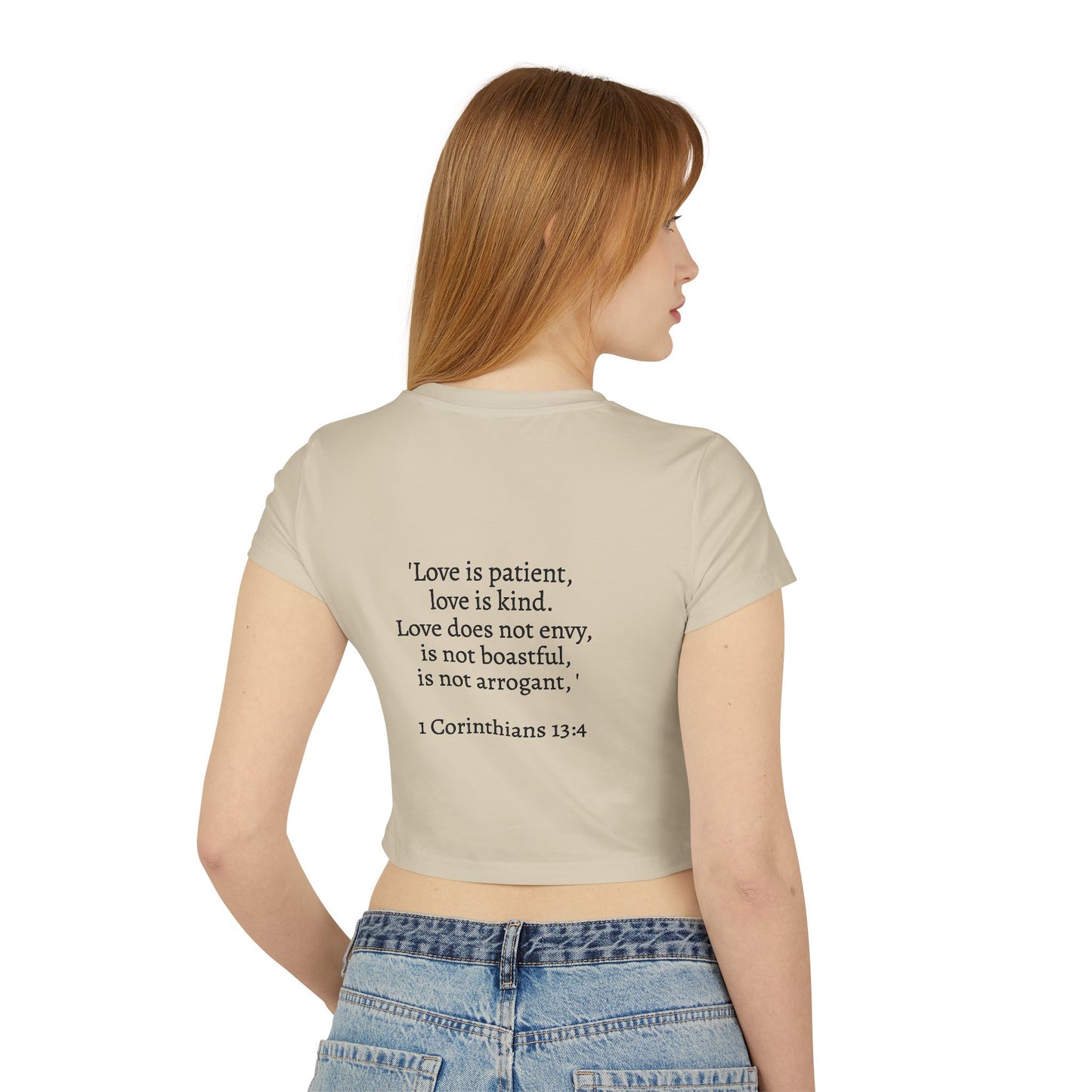 Women's Baby Tee - Love Definition Graphic Shirt | Inspirational Christian Quote