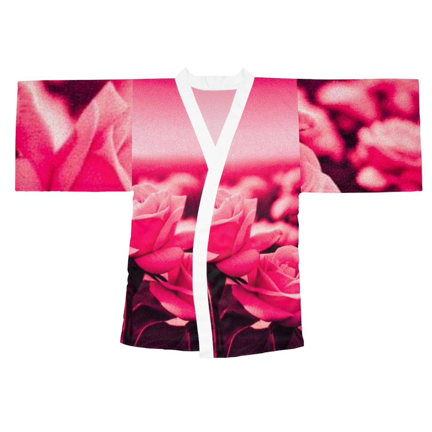Pink Floral Long Sleeve Kimono Robe – Perfect for Relaxation and Special Occasions