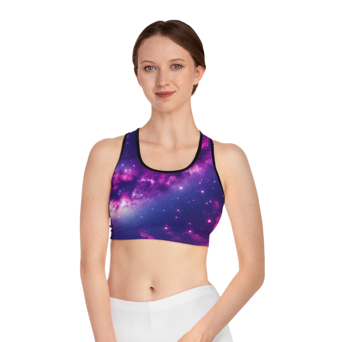Galactic Sports Bra, Cosmic Workout Top, Yoga Bra, Fitness Apparel, Interstellar Activewear, Space-Themed Gym Wear