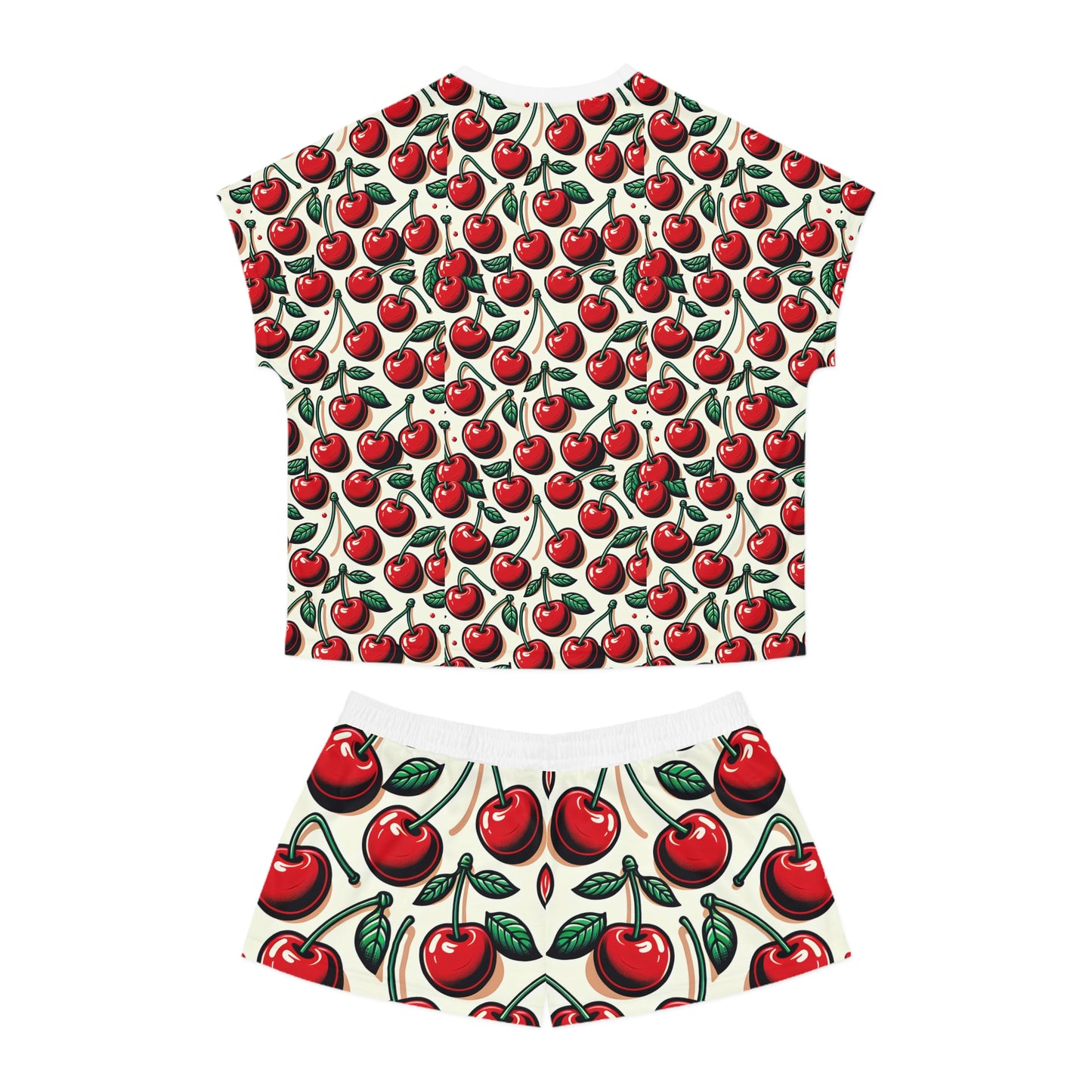 Cherry Print Women's Short Pajama Set - Cute & Comfy Sleepwear