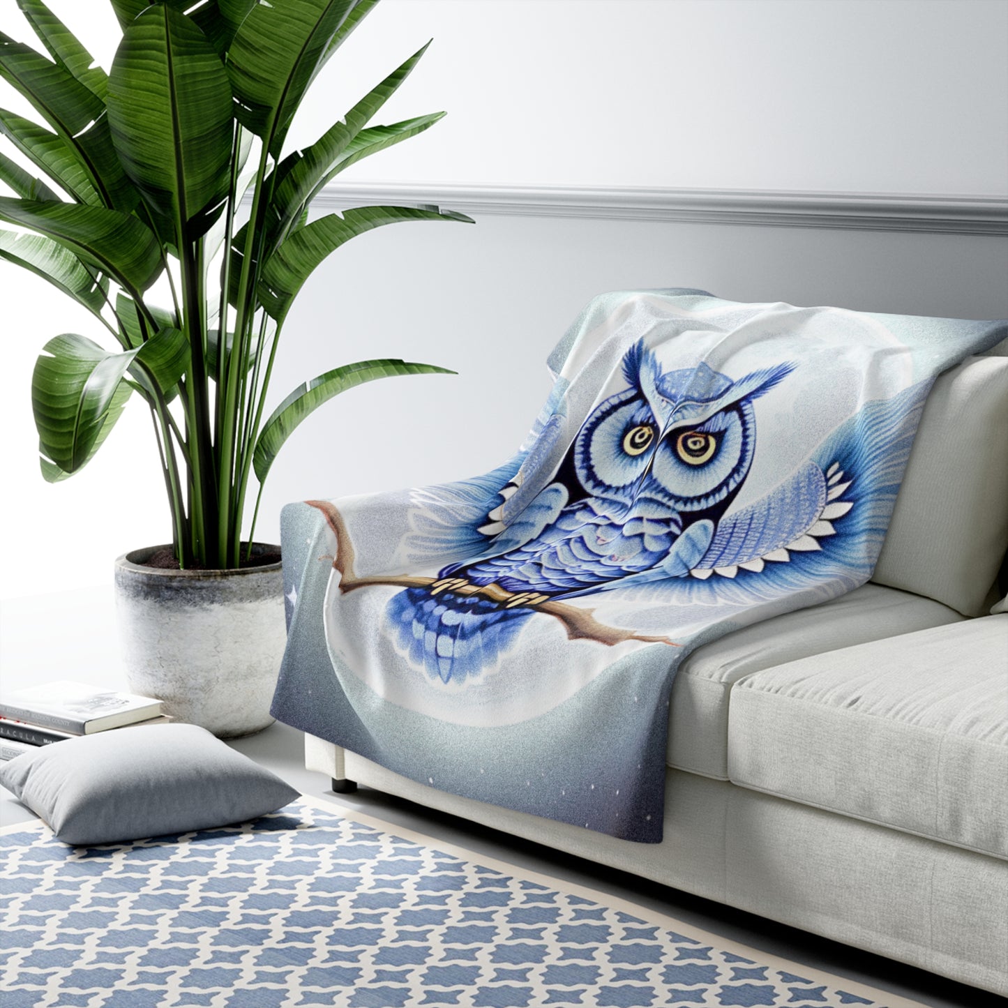 Owl Dreamer Sherpa Fleece Blanket - Cozy Decorative Throw for Home Decor