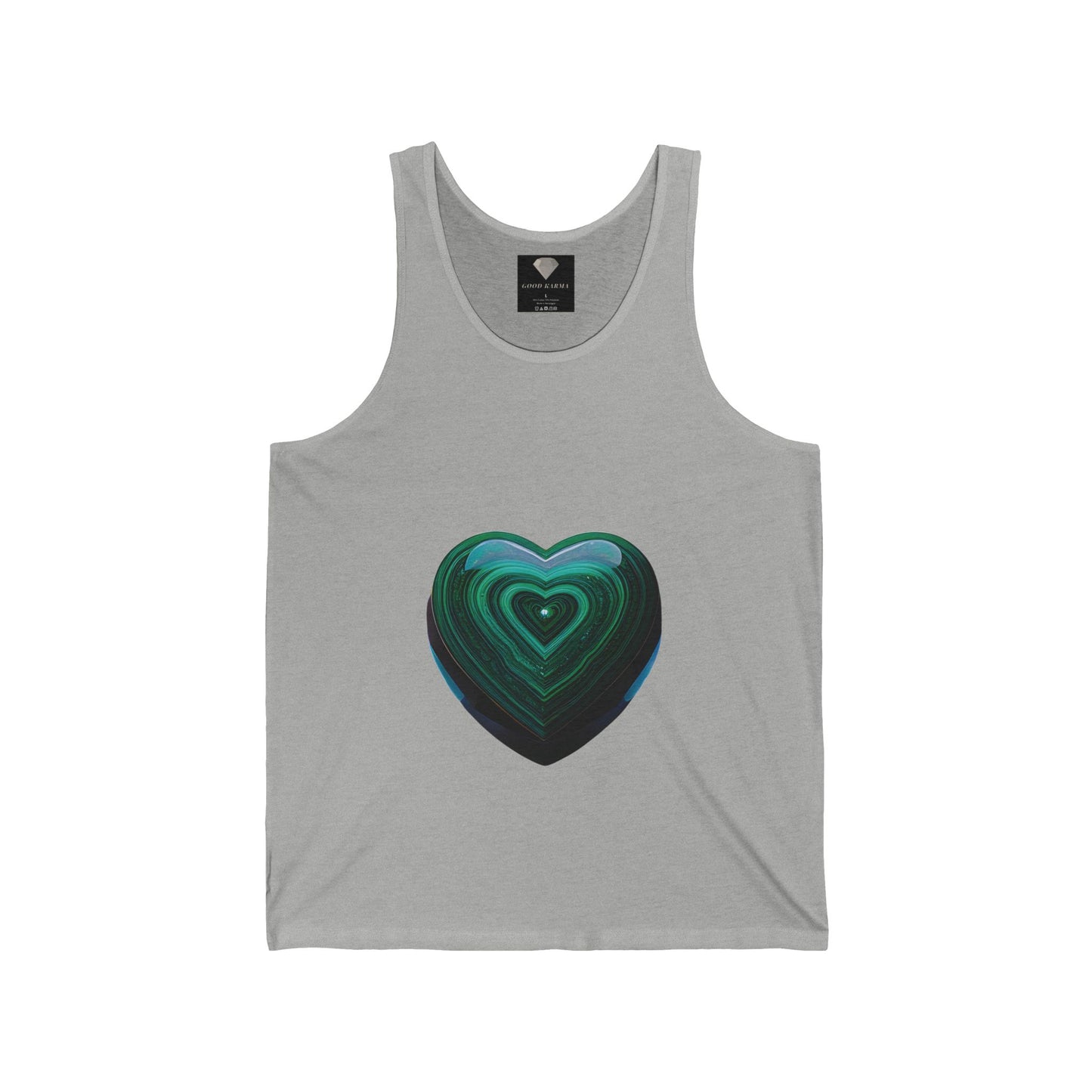 Heartfelt Love Unisex Jersey Tank, Casual Summer Top, Gift for Her, Workout Wear, Inspirational Tee, Heart Design Shirt