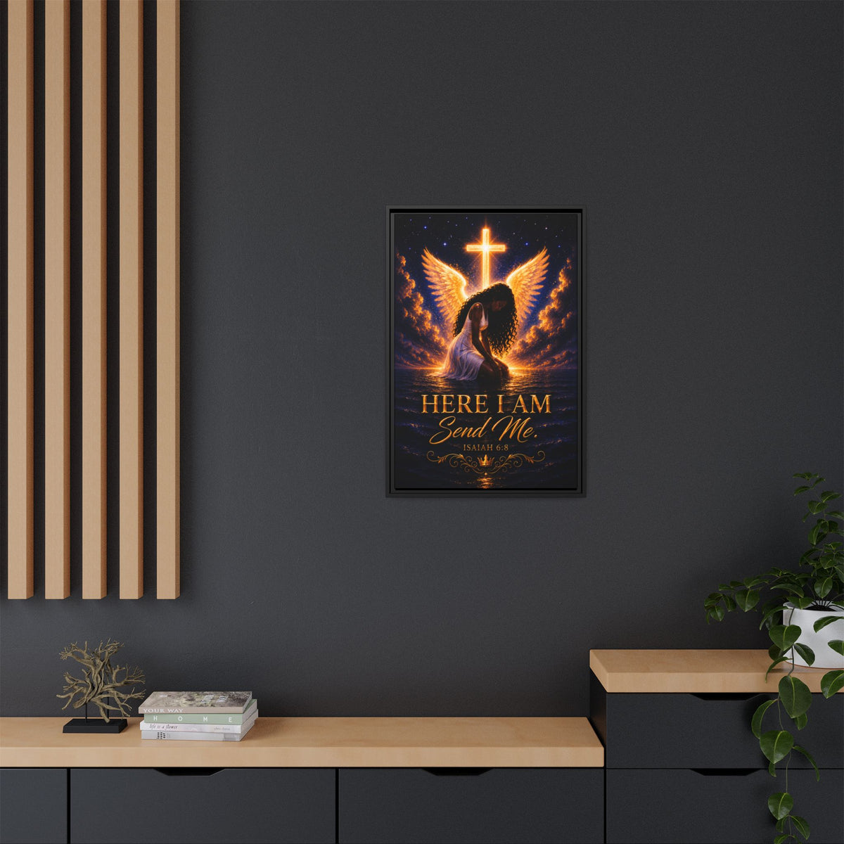 “Here I Am, Send Me” Canvas Christian Angel Wall Art (Isaiah 6:8)