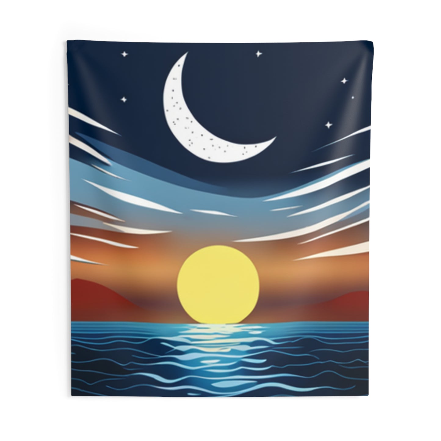 Sunset and Moon Indoor Wall Tapestry - Bohemian Home Decor