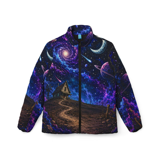 90s_Kid_CN_FanArt_Galaxy Cottage Puffer Jacket — Cosmic Nightscape with Courage the Cowardly Dog