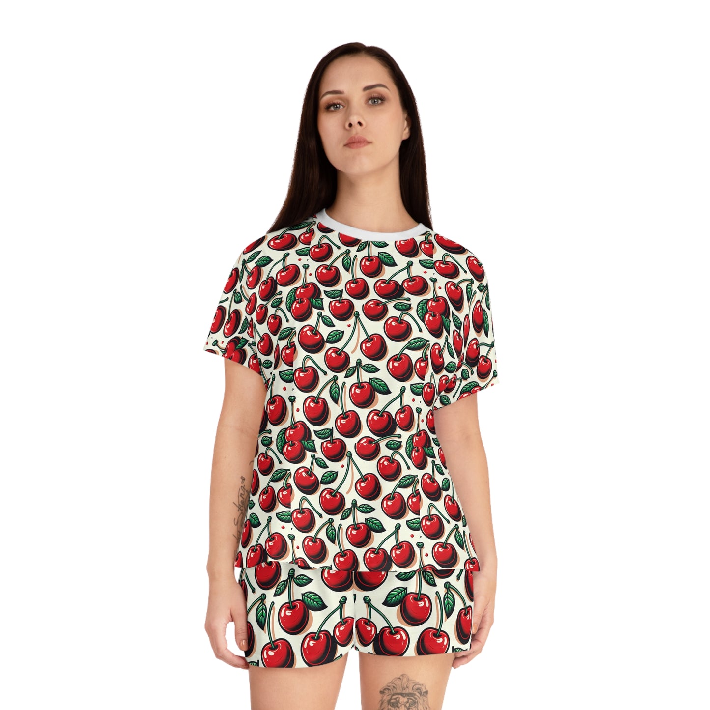 Cherry Print Women's Short Pajama Set - Cute & Comfy Sleepwear