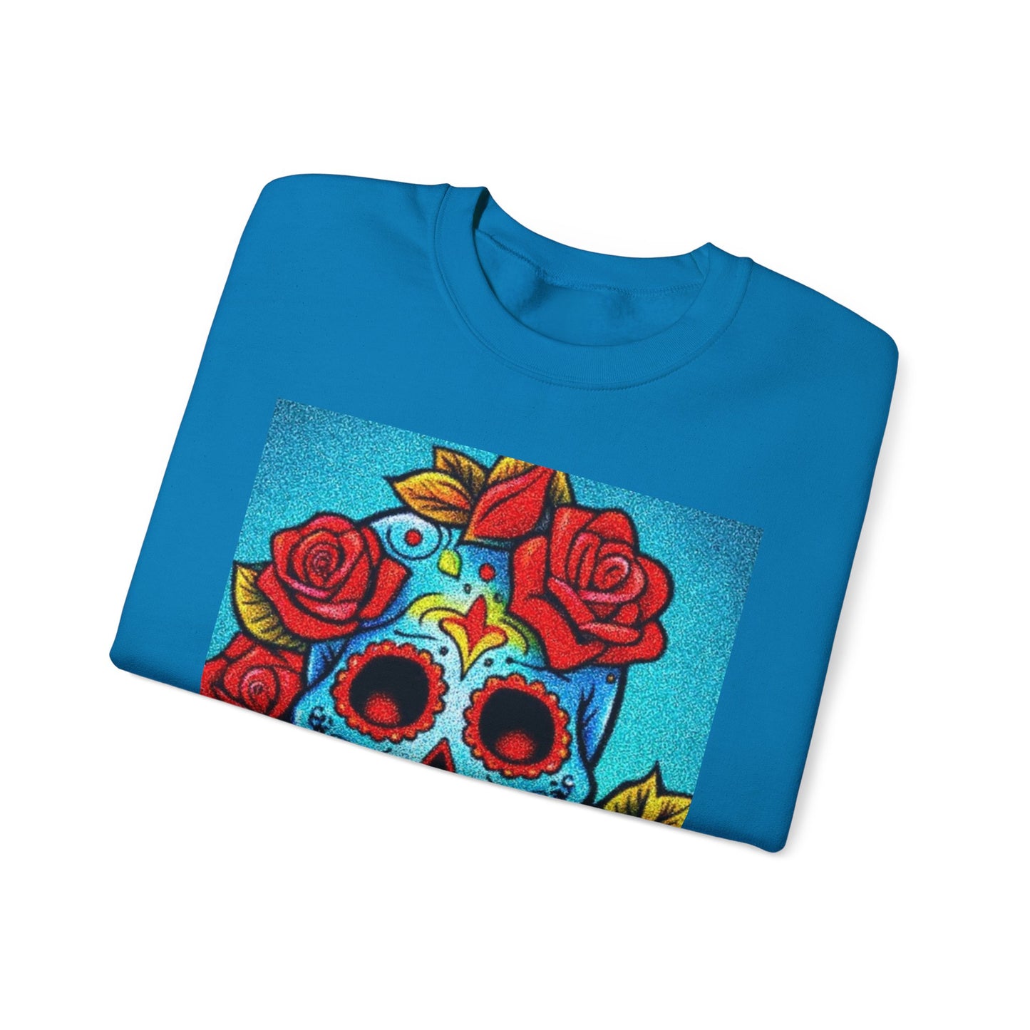 Day of the Dead Skull Sweatshirt - Unisex Heavy Blend Crewneck with Floral Design