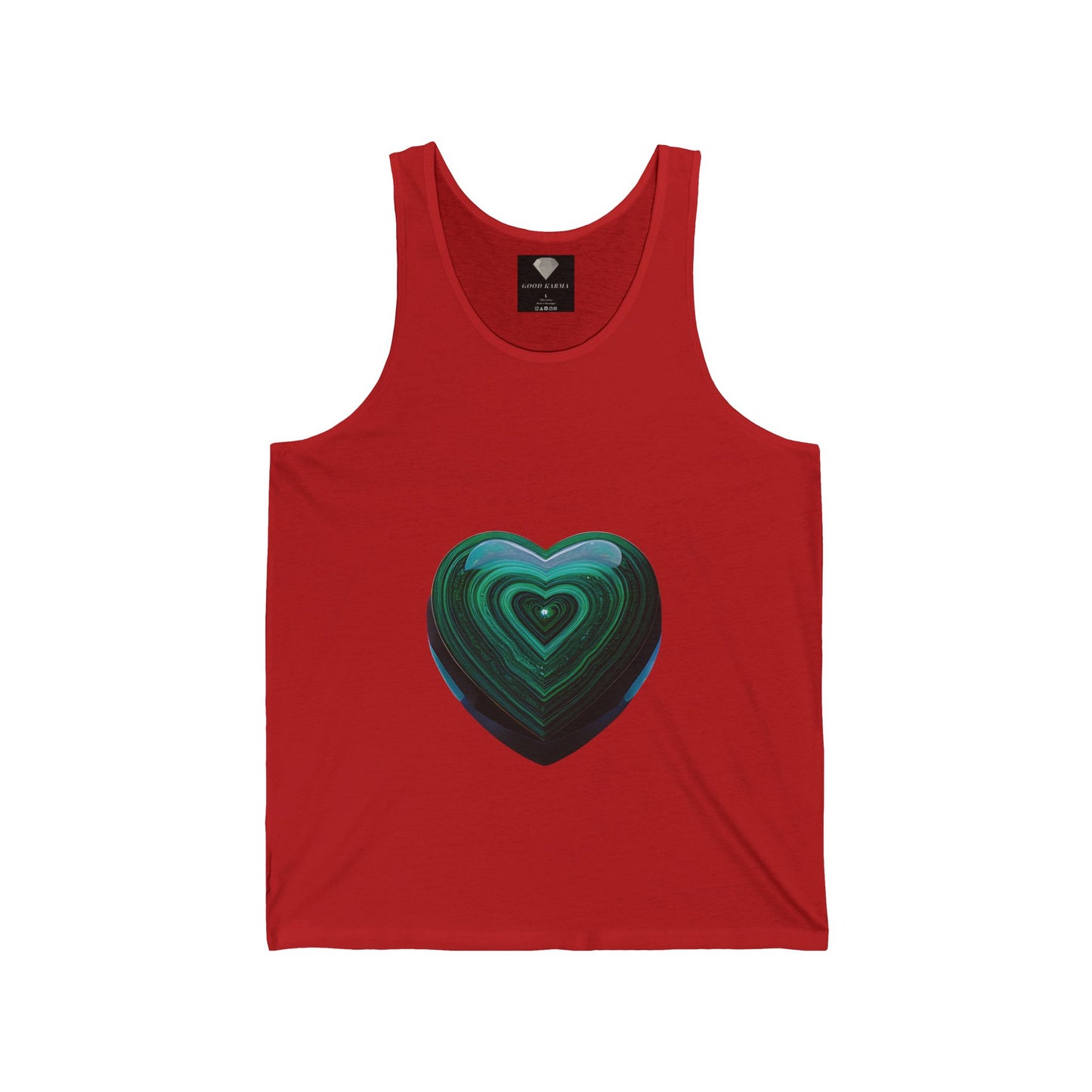 Heartfelt Love Unisex Jersey Tank, Casual Summer Top, Gift for Her, Workout Wear, Inspirational Tee, Heart Design Shirt