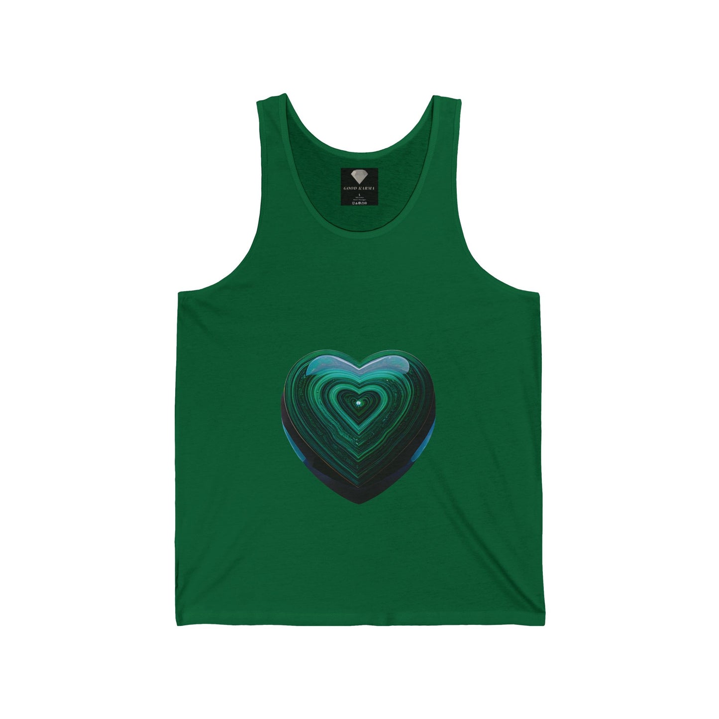 Heartfelt Love Unisex Jersey Tank, Casual Summer Top, Gift for Her, Workout Wear, Inspirational Tee, Heart Design Shirt