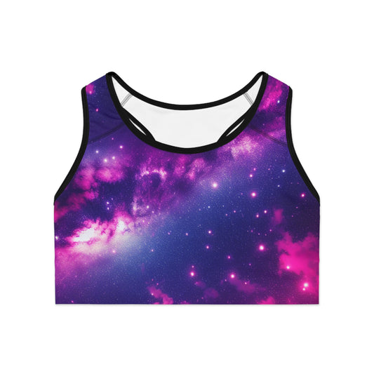 Galactic Sports Bra, Cosmic Workout Top, Yoga Bra, Fitness Apparel, Interstellar Activewear, Space-Themed Gym Wear