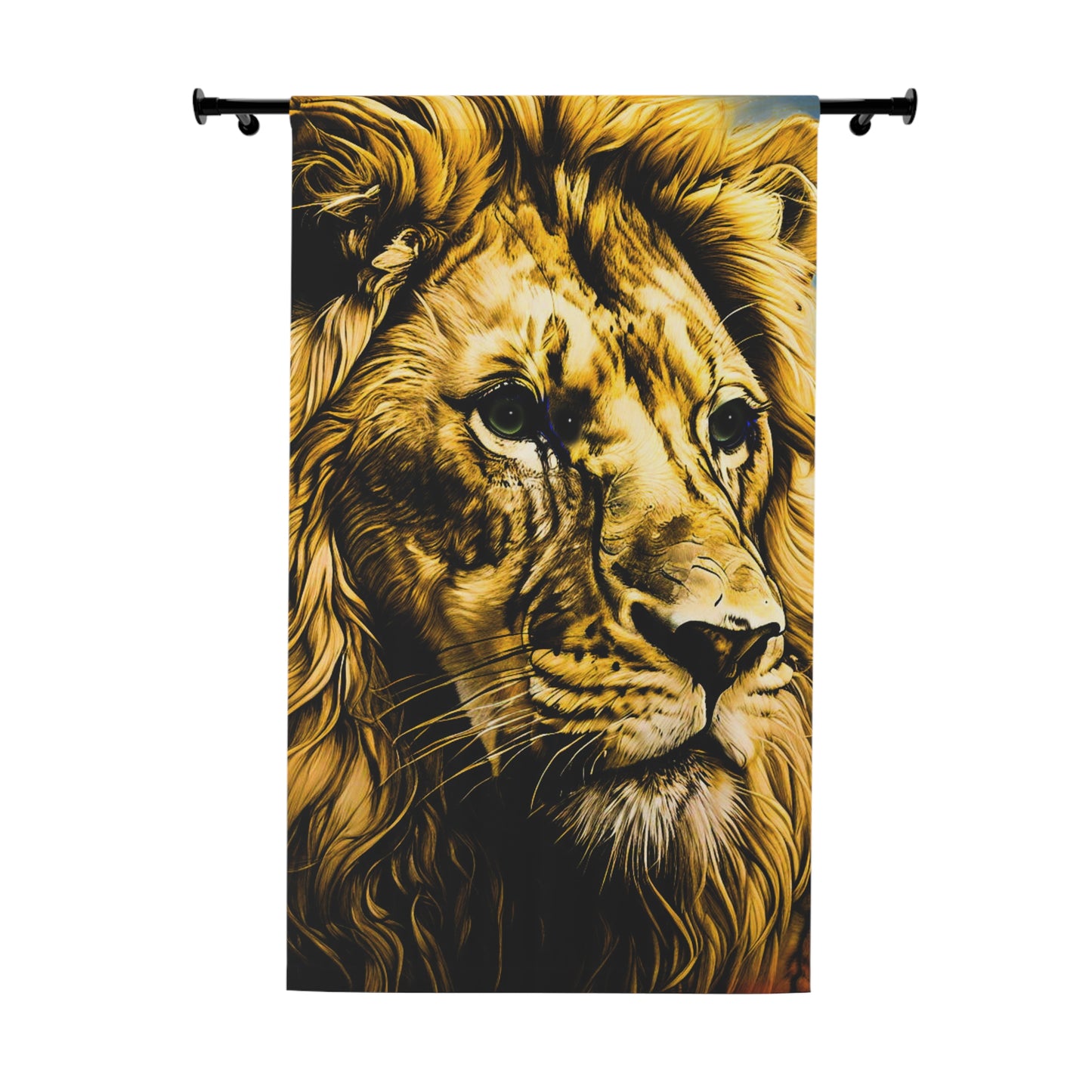 Lion Portrait Window Curtain - Bold Safari Home Decor for Living Room or Office