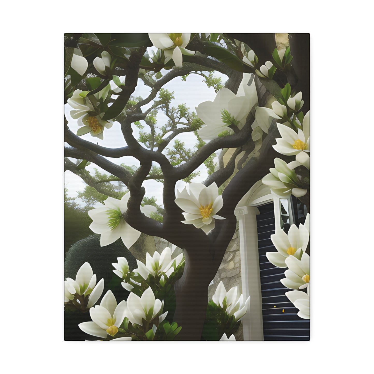 Floral Canvas Art Print - 1.5' Stretched Wall Decor with Magnolia Design
