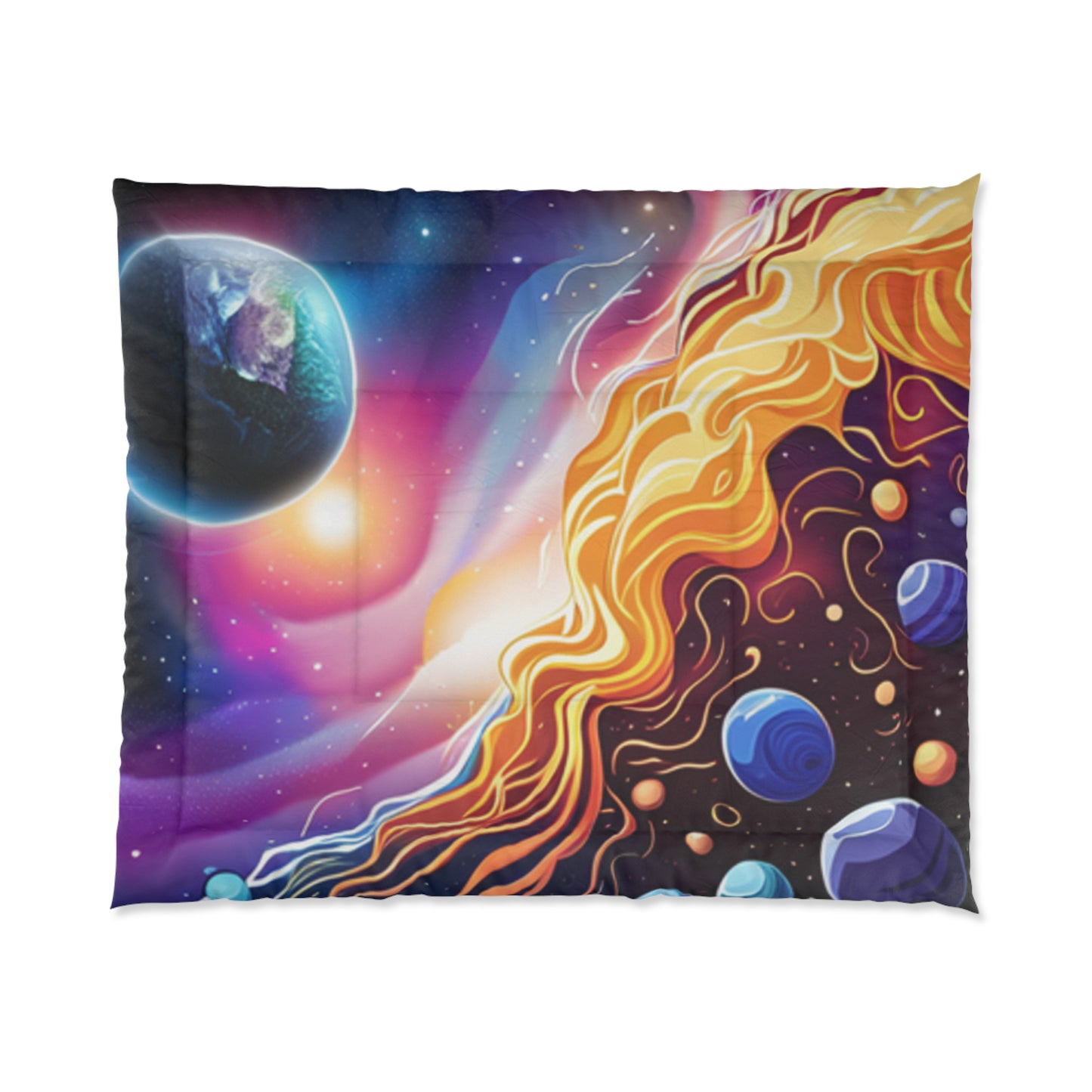 Cosmic Dream Comforter - Vibrant Space-Themed Bedding