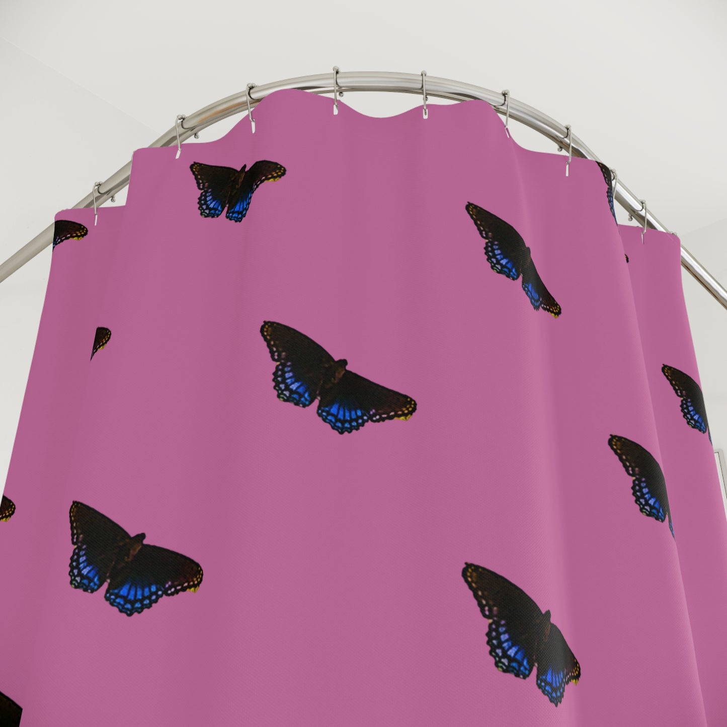 Colorful Butterfly Shower Curtain - Vibrant Pink Bathroom Décor
