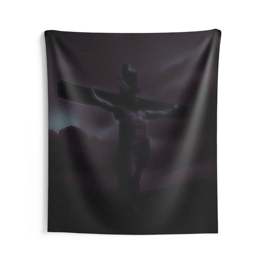 Dark Christ Wall Tapestry - Spiritual Home Decor for Faith and Reflection